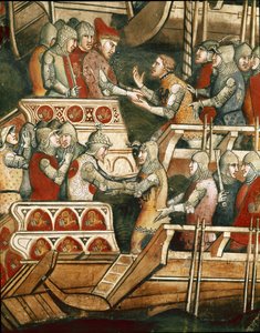 Meritaistelu Punta Salvoressa Triestenlahdella. Yksityiskohta panttivankien vaihdosta (Fresco