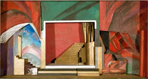 Rubinsteinin oopperan "Demoni" sisustusmaketti (puu, pahvi, tekstiili, guassi). tekijältä Aristarkh Vasilievic Lentulov