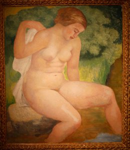 Kylpejä lehdossa, noin 1931 (öljy puulle) tekijältä Aristide Maillol