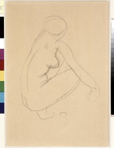 Alaston kyykky. Piirustus: Aristide Maillol (1861-1944). Lyijykynä paperille. Mitat: 32 x 23 cm. Musee Cantini, Marseille tekijältä Aristide Maillol