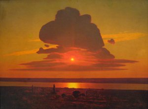 Russian: "Red sunset " Punainen auringonlasku Dneprillä tekijältä Arkhip Kuindzhi
