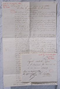 Kirje, joka kuvaa Fizeaun kokeita valon nopeuden määrittämiseksi tekijältä Armand Hippolyte Louis Fizeau