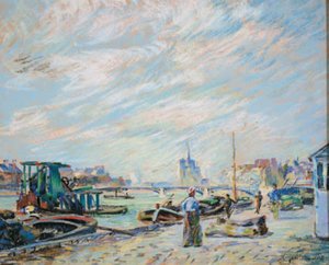 Näkymä Quai Sullylle, jota nykyään kutsutaan nimellä Quai Henri IV, taustalla Notre Dame