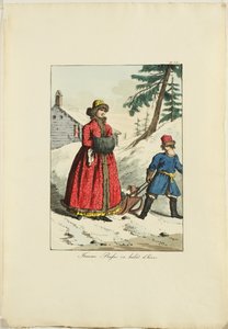 Venäjän talvivaatteita Moeurs et Costumes des Russesilta, 1817 tekijältä Armand Gustave Haubigant