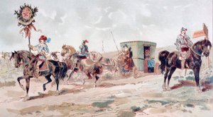 1600-luvun katettu hevosvetoinen valmentaja, 1886 tekijältä Armand Jean Heins