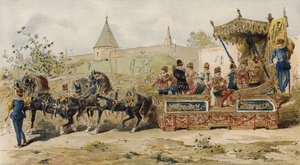Kauppiaat kelluvat kantaen muusikoita, Espanjan Alankomaat, 1500-luku tekijältä Armand Jean Heins