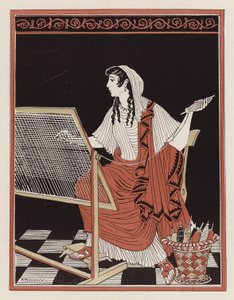 Penelopen uskollisuus aviomiehelleen Odysseukselle (väri litho)