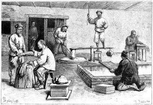 Paperitehdas, Kiina, 1895. tekijältä Armand Kohl