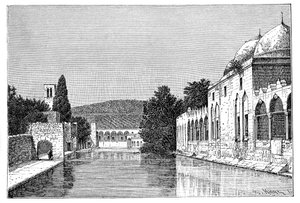Moskeija ja Abrahamin lähde, Ofra Tayyibahissa, Länsirannalla, Israelissa, 1895.