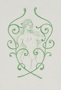 Hollanti: Charles Baudelairen "Les Fleurs du Mal" -teoksen päätösvinjetti. tekijältä Armand Rassenfosse