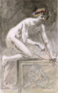 Eros (hiili paperilla) tekijältä Armand Rassenfosse