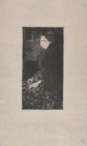 Femme assise avec chapeau a plumes (Istuva nainen, jolla on höyhenhattu) n. 1893 (etsaus, kuivakärki ja piste) tekijältä Armand Séguin