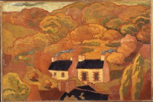 Kaksi olkikattoista mökkiä (Les deux chaumieres) n. 1893-1894 (öljy kankaalle) tekijältä Armand Séguin