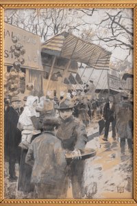 Torilla (sekatekniikka paperille)