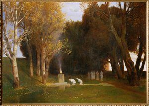 Heiliger Hain - Pyhä metsä ... (maalaus kankaalle) tekijältä Arnold Böcklin