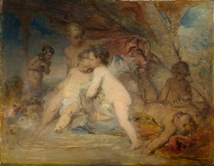 Putti ja nuori Eros metsäkuolassa tekijältä Arnold Böcklin