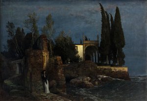 Huvila meren rannalla, n. 1877 (Öljy kankaalle) tekijältä Arnold Bocklin