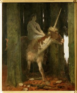 Waldesstille - Metsän hiljaisuus. ... (maalaus puulle) tekijältä Arnold Böcklin