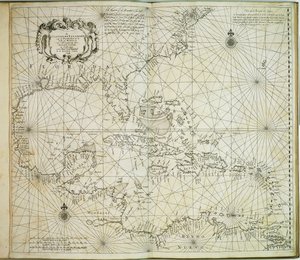 Carybsche Eylanden Barbadoksen ja Meksikon mutkan välillä tekijältä Arnold & Colom Jacob Aertsz (1600 73) Colom