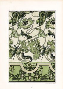 Unikko koriste, jossa on hyönteismotiiveja (litografia) tekijältä Arnold Lyongrün