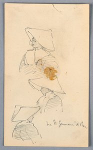 Kolme luonnosta nunnasta, jolla on hattu tekijältä Arnold William Brunner