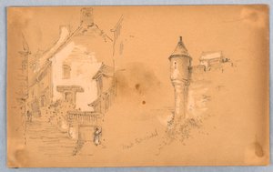 Kaksi luonnosta Mont. St. Michel tekijältä Arnold William Brunner