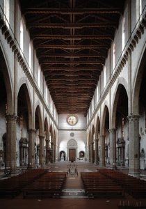 Renessanssi: Basilica Santa Crocen sisäkuva Arnolfo di Cambio (1245-1302 / 1310) projisoima (Basilica santa crocen sisäkuva) 1294 Basilica Santa Croce, Firenze, Italia tekijältä Arnolfo di Cambio