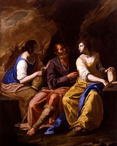 Italialainen:  Lot ja hänen tyttärensä. tekijältä Artemisia Gentileschi