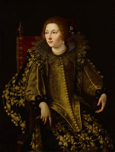 Italian: Ritratto di una donna seduta (signora Caterina Savelli) Istuvan naisen muotokuva (senora Caterina Savelli) tekijältä Artemisia Gentileschi