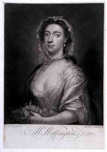 Mrs Woffington, kaiverrus James McArdell (n. 1729-65) (kaiverrus) tekijältä Arthur (after) Pond