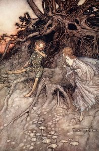 Olen se iloinen yön vaeltaja, kuvitus William Shakespearen "Kesäyön unelmasta"