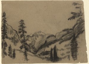 Vuoristomaisema kuusien kanssa tekijältä Arthur B. Davies