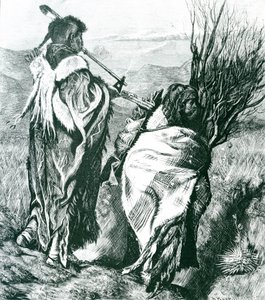 Hiawatha ja Minne-Ha-Ha, kaiverrus Joseph Swain (1820-1909) 1870 (kaiverrus) (m/w kuva) tekijältä Arthur Boyd (after) Houghton