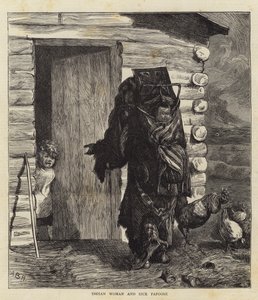 Intialainen nainen ja sairas Papoose tekijältä Arthur Boyd Houghton