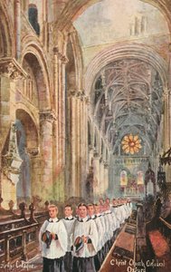 Choir of Christ Church Cathedral, Oxford, Oxfordshire (väri litho)