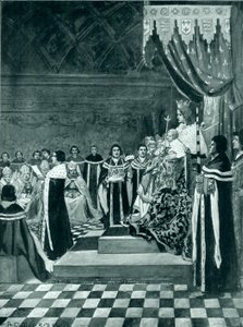 Henrik VI avaa parlamentin äitinsä kanssa tekijältä Arthur David McCormick