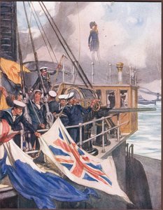 Pieni amiraali, kuvitus Henry Newboltin (1862-1938) "Draken rumpusta ja muista merenlauluista" (värilito)