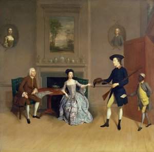 John Orde vaimonsa Annen ja vanhimman poikansa Williamin kanssa Morpethissa, Northumberlandissa, noin 1754-56.