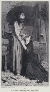 Kristus ja Magdaleena (kaiverrus) tekijältä Arthur Hacker