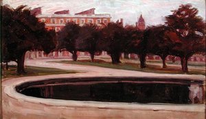 Hampton Court Palace (öljy paneeliin) tekijältä Arthur Haythorne Studd