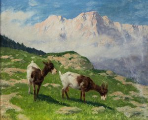 Arthur Heyer vuohet vuoristomaisemassa tekijältä Arthur Heyer
