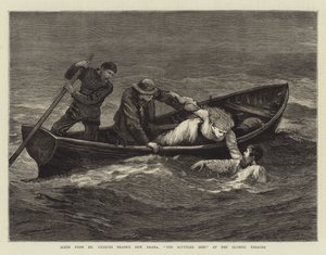 Kohtaus Charles Readen uudesta draamasta The Scuttled Ship olympiateatterissa tekijältä Arthur Hopkins