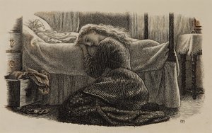 Nuorimman lapsen kuolema, n. 1865 (muste paperille) tekijältä Arthur Hughes