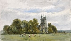 Cricket on the Stray, Christ Churchin edessä, High Harrogate (akvarelli). tekijältä Arthur J. Stark