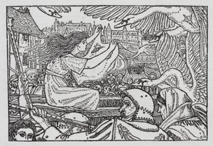Hans Christian Andersen: Villit joutsenet (litho) tekijältä Arthur Joseph Gaskin