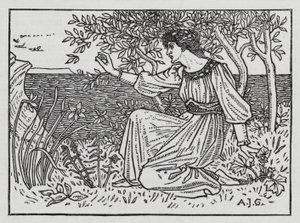 Hans Christian Andersen: Villit joutsenet (litho) tekijältä Arthur Joseph Gaskin