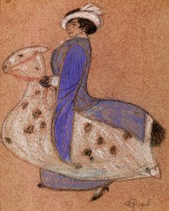Pantomiimihevonen, 1918 (liitu paperille)
