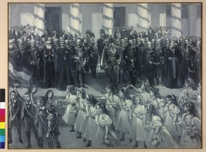 Koululaisten kunnianosoitus Zagrebissa 1895