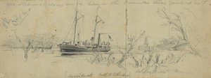 USS Currituck ja hinaaja Seth Low Pamunkey-joella, 1862. tekijältä Arthur Lumley