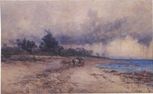 ei otsikoitu (merilevän kerääminen ennen myrskyä, Sandringhamin ranta). tekijältä Arthur Merric Boyd